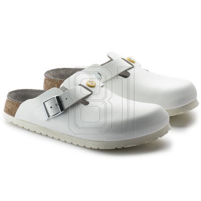 6. Birkenstock Boston ESD White Damen Clogs Naturleder schmale medizinische Hausschuhe (0061378)