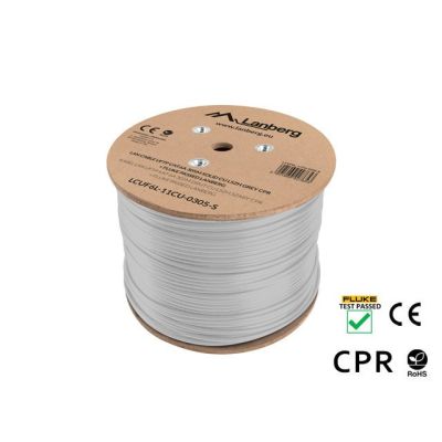 LANBERG UFTP-KABEL CAT 6A 305M CU LSZH DRAHT GRAU CPR+FLUKE BESTANDEN