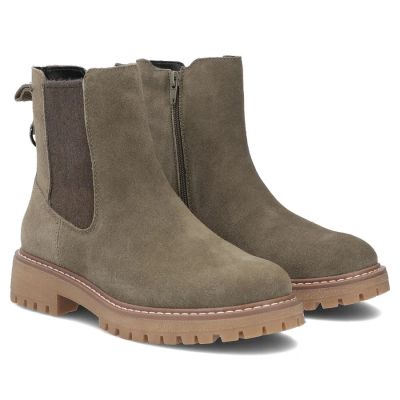 4. Damen-Lederstiefeletten im Chelsea-Stil khaki Filippo DBT7935