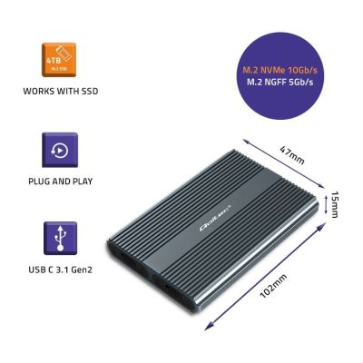 14. Qoltec-Gehäuse | M.2-SSD-Laufwerksschacht | SATA | NVMe | USB-C | Dual 2 x 2 TB