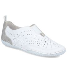Weiße, durchbrochene Damen-Slipper aus Leder, Rieker 43663-80