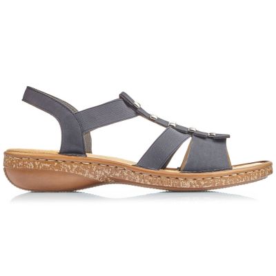 2. Bequeme Damen-Sandalen zum Hineinschlüpfen mit elastischen Riemen Rieker 62850-14