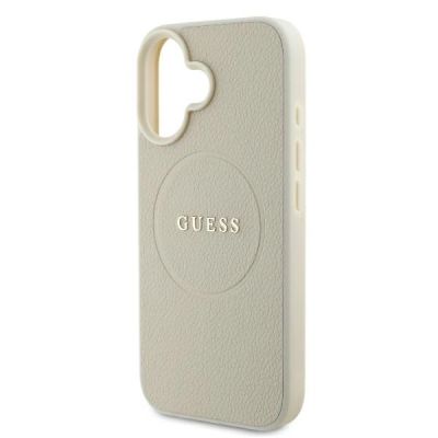 6. Guess Grained Ring MagSafe-Hülle für iPhone 16 – Beige