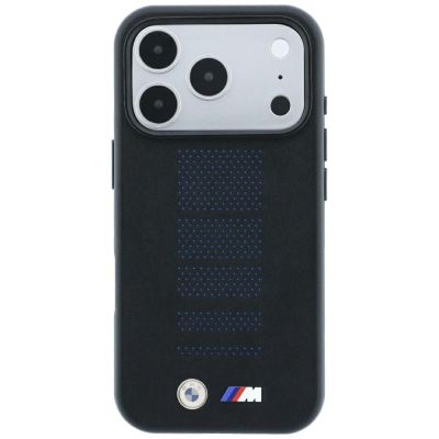 3. BMW M Blue Perfo Metal Logo MagSafe Hülle für iPhone 18 Pro Max / 17 Pro Max - Schwarz