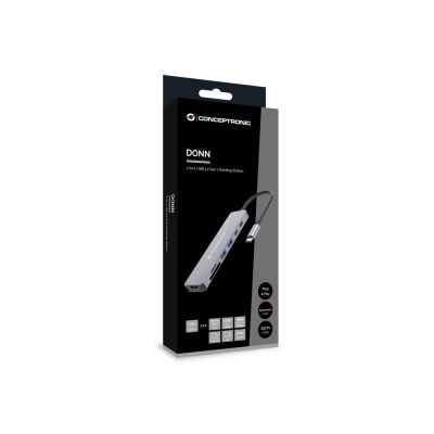 4. Conceptronic DONN28G Dockingstation, kabelgebunden, USB 3.2 Gen 1 (3.1 Gen 1), Typ-C, Grau
