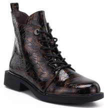 Braune Lackleder-Ankle-Boots für Damen, S.Barski HY62-8140
