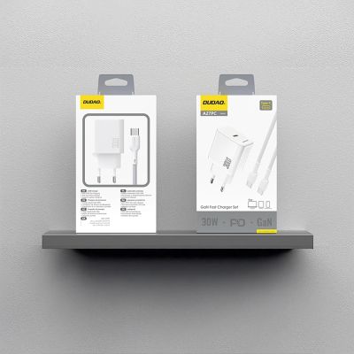 2. Dudao A27PCEU PD 30W GaN USB-C Wandladegerät mit USB-C-Kabel – Weiß