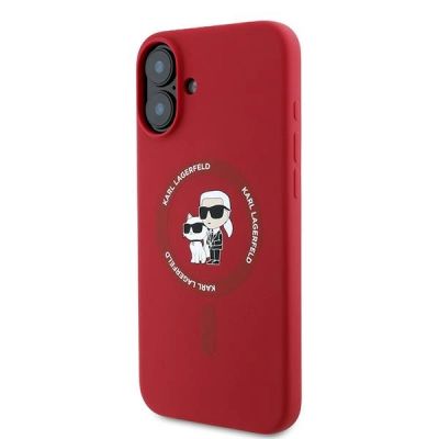 2. Karl Lagerfeld Silikon Karl&Choupette Heads Ring MagSafe Case für iPhone 16 Plus - Rot