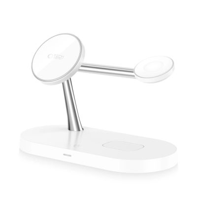 3. Tech-Protect A12 3in1 MagSafe induktives Ladegerät für Smartphone / Kopfhörer / Smartwatch - Weiß