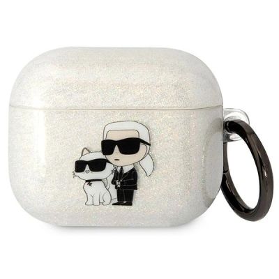 Karl Lagerfeld KLA3HNKCTGT Airpods 3 Hülle transparent Gliter Karl&Choupette