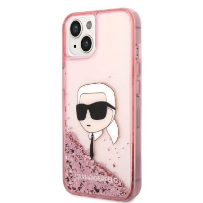 2. Karl Lagerfeld Glitzer Karl's Head Hülle für iPhone 14 Plus – Rosa