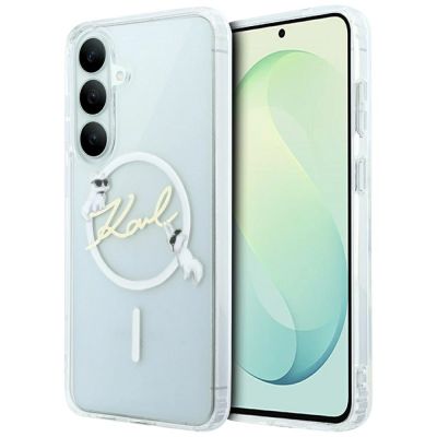 Karl Lagerfeld IML Choupettes Karl Script Logo MagSafe Hülle für Samsung Galaxy S26 FE – transparent