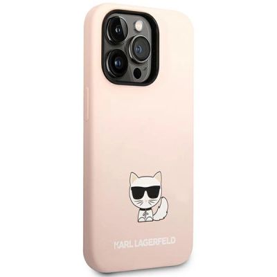 4. Karl Lagerfeld KLHCP14XSLCTPI iPhone 14 Pro Max 6,7 "Hardcase hellrosa / hellrosa Choupette-Body aus Silikon