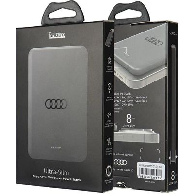 6. Audi Big Logo MagSafe Induktions-Powerbank 15W 5000mAh - Grau