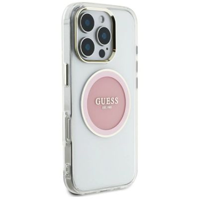 4. Guess IML Metal Colored Circle Classic Logo MagSafe Hülle für iPhone 16 Pro Max - Pink