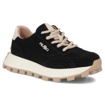 Schwarze Leder-Plateau-Sneaker Filippo DP7498