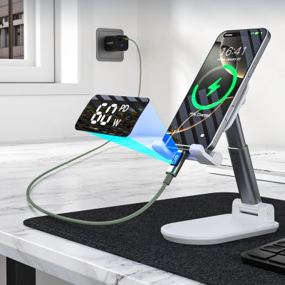 5. PD60W USB-C-zu-USB-C-Digitaldisplay, 1,2 m Nylonkabel – grün