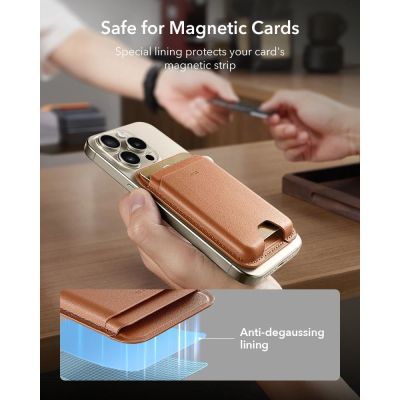 6. ESR Classic Magnetische Geldbörse MagSafe für Handys – Braun