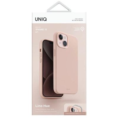6. Uniq Lino Hue Magclick Ladehülle für iPhone 15 – Rosa