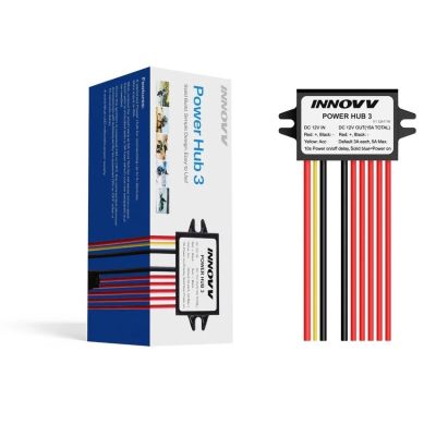 2. INNOVV Power Hub 3 ist ein wasserdichter 12V-Splitter für 5 Geräte mit Batterieschutz und Sicherungen.