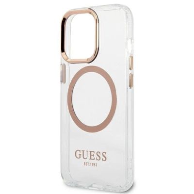 6. Guess GUHMP13XHTRMD iPhone 13 Pro Max 6,7 "Gold / Gold Hartschalenetui Metal Outline Magsafe