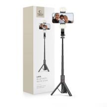 Tech-Protect L05S Bluetooth-Selfie-Stick mit Stativ bis 105 cm mit LED-Lampe – Schwarz