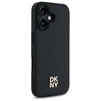 4. DKNY Repeat Pattern Stack Logo MagSafe iPhone 16 Hülle – Schwarz
