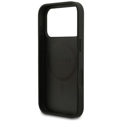 7. Guess Grained Ring MagSafe Hülle für iPhone 17 Pro - Schwarz