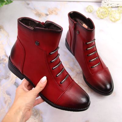 20. Jezzi W JEZ52G rote isolierte Stiefeletten mit Verzierungen