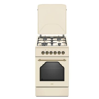 4. Retro Designe MPM-56-KRM-14 cremefarbener Gas-Elektroherd