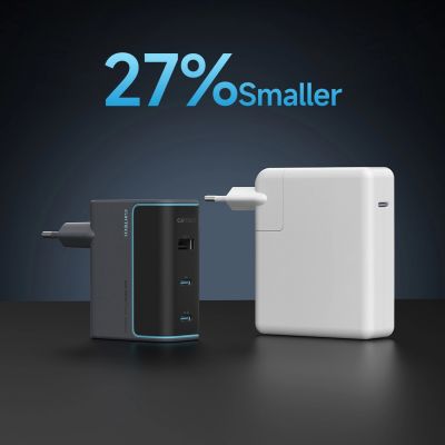 4. Cuktech CUKAD1003EUG GaN 100W Wandladegerät 2 x USB-C 1 x USB-A mit USB-C-Kabel - Grau