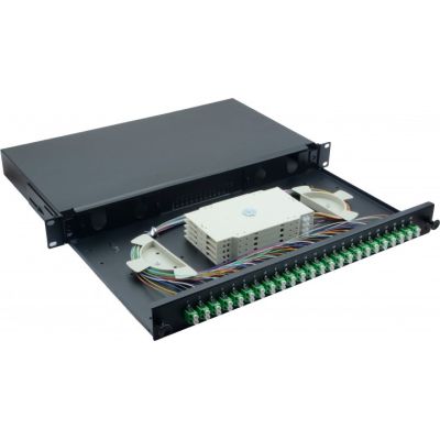 2. 19" Glasfaser-Spleißbox 24 x LC/APC Duplex OS2, mit Spleißanschluss
