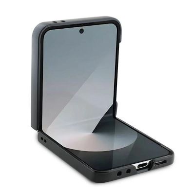 4. Mercedes MagSafe-Hülle aus Leder und Holzimitat für Samsung Galaxy Z Flip 6 – Schwarz