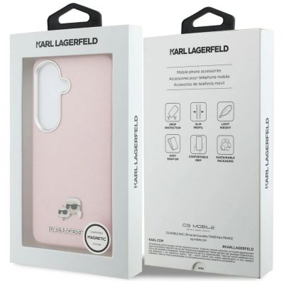 8. Karl Lagerfeld Saffiano KC Metal Logo MagSafe Hülle für Samsung Galaxy S26+ - Pink