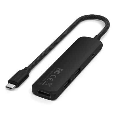 3. Satechi 4in1 USB-C Slim Multiport Adapter 4K - Aluminium-Adapter für USB-C-Mobilgeräte (USB-C, 4K HDMI, 2x USB-A) (schwarz)