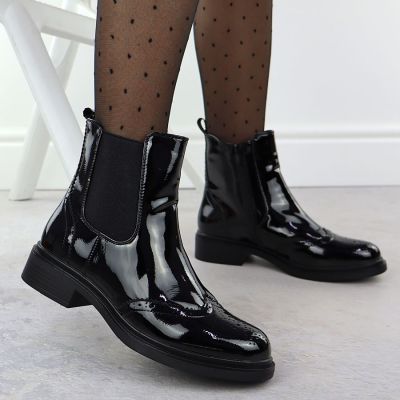 32. Schwarze Damen-Arbeitsstiefel mit Socken Sabatina