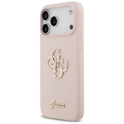 2. Guess Silikonhülle mit großem 4G-Schriftzug für iPhone 17 Pro Max – Pink