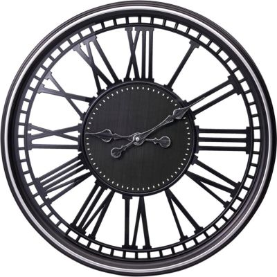 3. Durchbrochene Wanduhr mit römischen Ziffern, 60 cm, schwarz