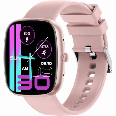 4. GRAVITY GT18-1 Damen-Smartwatch, pinkes Silikonarmband + schwarzes Armband