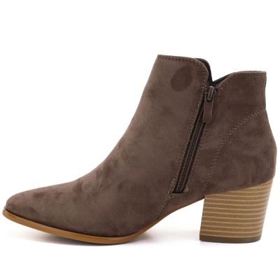 3. Damen-Stiefeletten mit Absatz aus braunem Veloursleder M.Daszyński MR2624-1