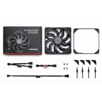 14. NOCTUA 140mm NF-A14x25 G2 PWM Lüfter Chromax Schwarz