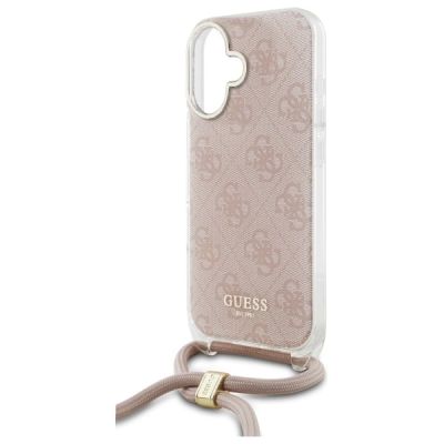 4. Guess Crossbody Cord 4G Print Hülle für iPhone 16 – Rosa