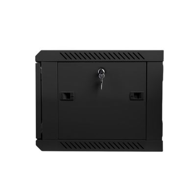 3. Lanberg WF01-6406-10B einteiliger abschließbarer Schrank (6 HE; 368 mm / 600 mm / 450 mm; Wandmontage; Glas; 19 Zoll; schwarz)