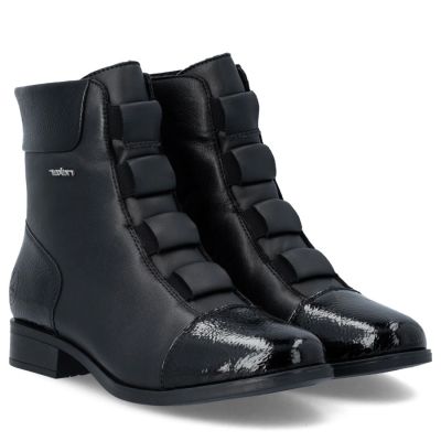 4. Rieker 77053-00 bequeme schwarze Damen-Lederstiefeletten