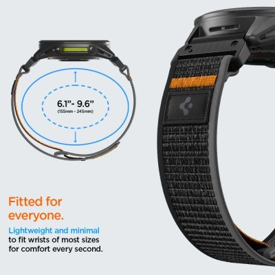 7. Spigen Athlex Air Armband für Garmin QuickFit 22 mm – Schwarz und Orange