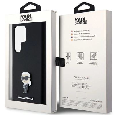 8. Karl Lagerfeld Silikon Ikonik Metal Pin Hülle für Samsung Galaxy S24 Ultra – Schwarz