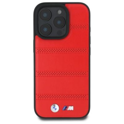 2. BMW M Perforated And Stitched Line MagSafe-Hülle für iPhone 16 Pro Max – rot