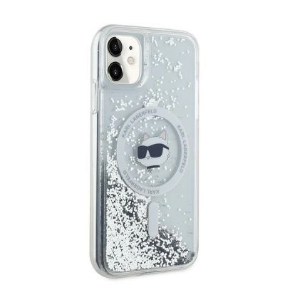 4. Karl Lagerfeld Liquid Glitter Choupette Head MagSafe Hülle für iPhone 11 / Xr – Transparent