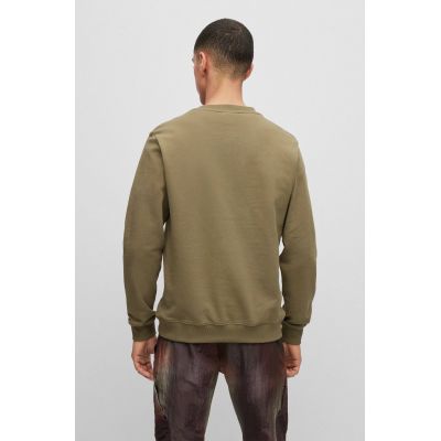 3. Hugo Boss Herren Baumwolljersey Sweatshirt mit Print, Grün (50488906-345)