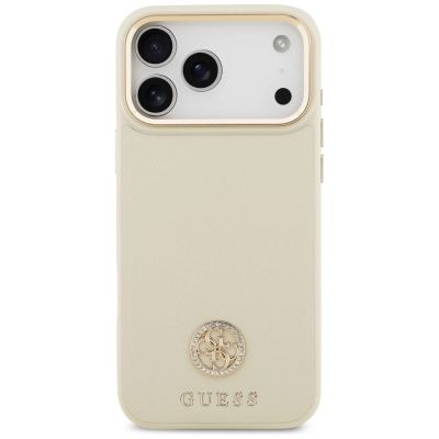 3. Guess Grained Strass Logo MagSafe Hülle für iPhone 17 Pro Max - Beige